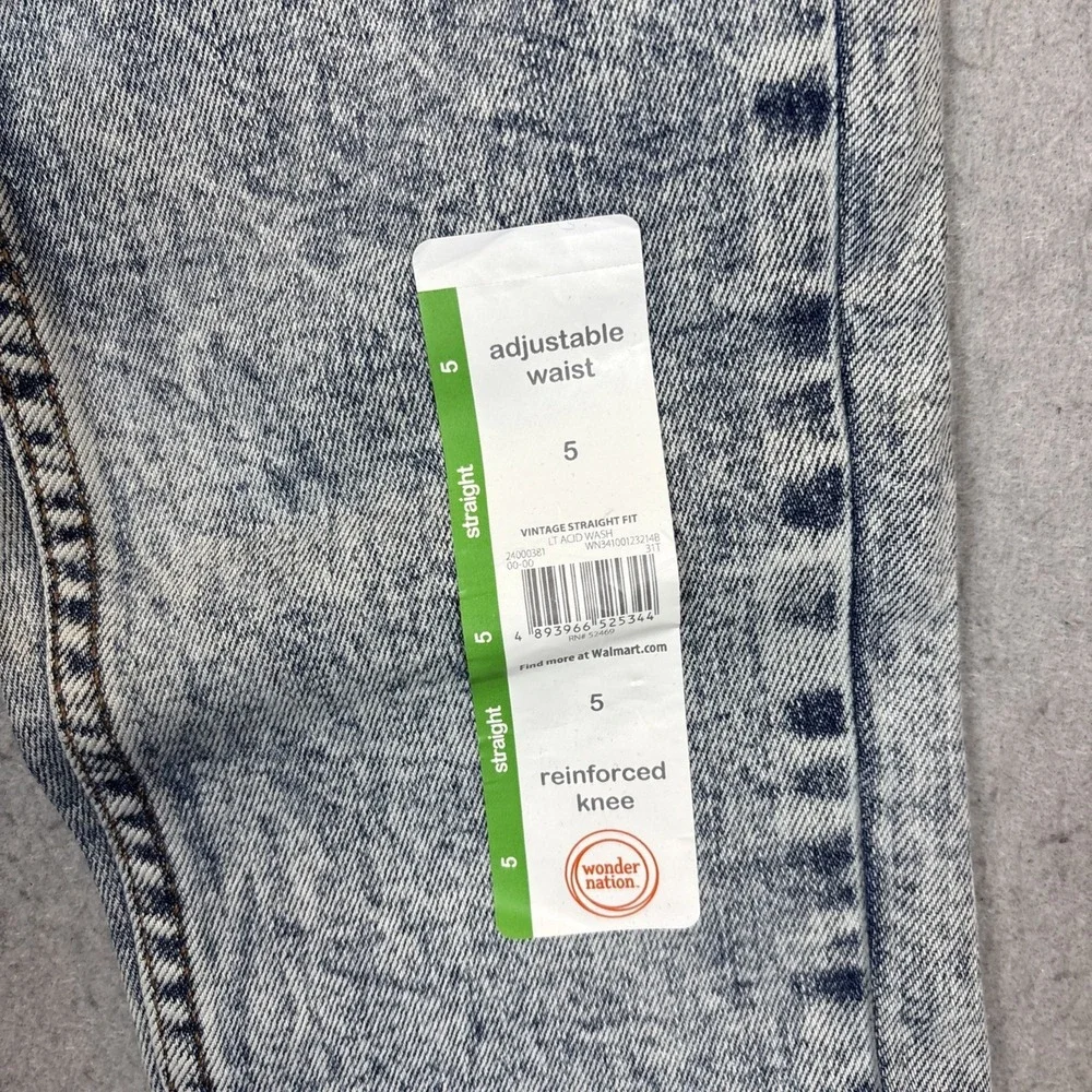 Wonder Nation Boys Straight Jeans‎ Size 5 Blue Adjustable Waist Denim NWT
